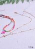 Boho Necklace, Seed Bead Choker, 2 Layers Double Cross